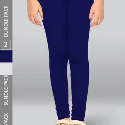 LYRA Girls Pack Of 2 Churidar-Length Cotton Breathable Skin Friendly Leggings-image-86