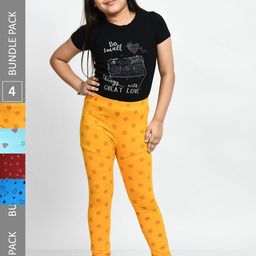 BAESD Girls Pack of 4 Printed Pure Cotton Leggings-picture-48