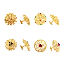 Vighnaharta Set Of 4 Gold-Plated Circular Shaped Stud Earrings-picture-24