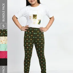 BAESD Girls Pack Of 5 Printed Cotton Churidar-Length Leggings-picture-55
