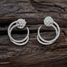 Kushal's Fashion Jewellery Rhodium Plated Cubic Zirconia Studded Stud Earrings-image-30