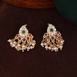Estele Gold-Plated Teardrop Shaped Drop Earrings-picture-37