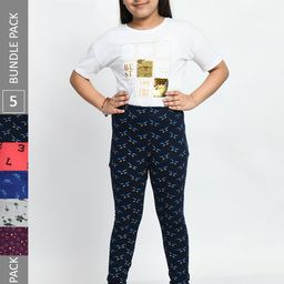 BAESD Girls Pack of 5 Printed Super Soft Pure Cotton Churidar- Length Leggings-picture-30