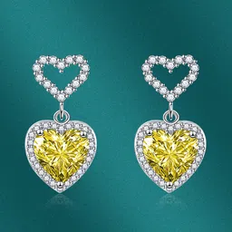 Designs & You Silver-Plated Cubic Zirconia Studded Heart Shaped Drop Earrings-picture-15