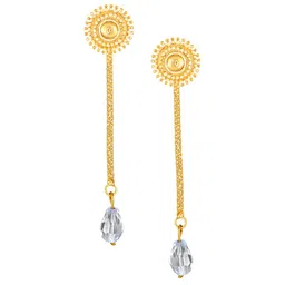 Vighnaharta Gold Plated Floral Removable Studs & Beaded Chain Drop Earrings-picture-17