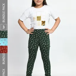 BAESD Girls Pack Of 3 Printed Super Soft Pure Cotton Churidar-Length Leggings-picture-18