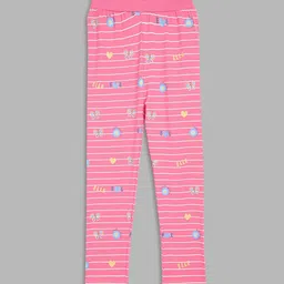 ELLE Girls Pink & White Printed Cotton Leggings-picture-32
