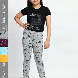 BAESD Girls Pack of 4 Printed Super Soft Pure Cotton Churidar- Length Leggings-picture-39