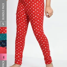 BAESD Girls Pack Of 5 Printed Cotton Churidar-Length Leggings-picture-21