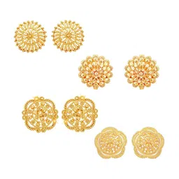 Vighnaharta Pack Of 4 Floral Gold-Plated Studs Earrings-picture-34