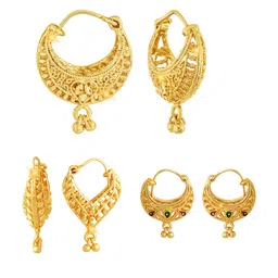 Vighnaharta Gold-Plated Floral Hoop Earrings-picture-18