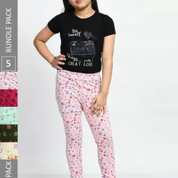 BAESD Girls Pack Of 5 Printed Ankle Length Pure Cotton Leggings-picture-18