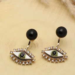 SOHI Black Contemporary Gold-Plated Drop Earrings-picture-22