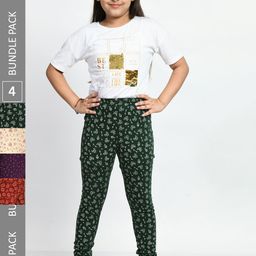 BAESD Girls Pack Of 4 Printed Cotton Churidar-Length Leggings-picture-25