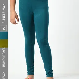 BAESD Girls Pack Of 2 Churidar-Length Leggings-image-53