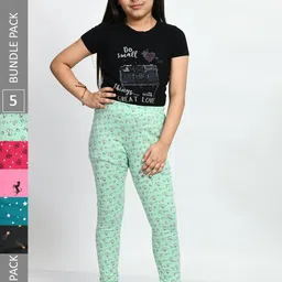 BAESD Girls BAESD Girls Pack Of 5 Printed Pure Cotton Leggings-picture-13