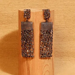 SOHI Gold Plated Stone Studded Drop Earrings image 1