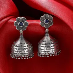 kashwini Silver-Toned Contemporary Jhumkas Earrings-picture-40