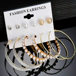 YouBella Set of 6 Gold Plated Contemporary Drop Earrings-picture-32