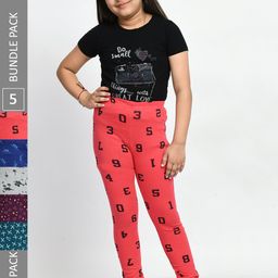BAESD Girls Pack of 5 Printed Pure Cotton Leggings-picture-38