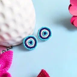 Sangria Beaded Bohemian Evil Eye Studs Earrings-picture-54