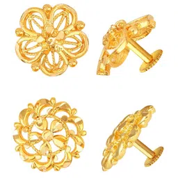 Vighnaharta Set of 2 Gold-Plated Floral Studs Earrings-picture-18