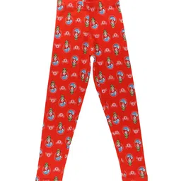 Bodycare Kids Girls Red Printed Cotton Ankle-Length Leggings-image-93