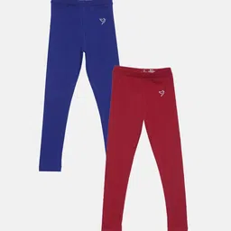 TWIN BIRDS Girls Pack Of 2 Solid Pure Cotton Ankle-Length Leggings-image-65