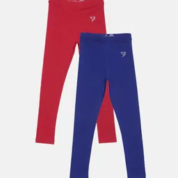 TWIN BIRDS Girls Pack Of 2 Solid Pure Cotton Tailored-Fit Ankle-Length Leggings-image-53