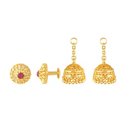 Vighnaharta Gold-Plated Floral Studs With Removable Jhumkas-picture-26