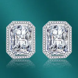 Designs & You Silver Plated Square Shaped Cubic Zirconia Studs Earrings-picture-36