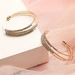 SOHI Women Gold-Toned Contemporary Half Hoop Earrings-image-89