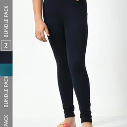 BAESD Girls Pack Of 2 Cotton Churidar-Length Leggings-picture-27