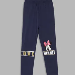 Blue Giraffe Girls Navy Blue & Pink Minnie Mouse Printed Ankle-Length Leggings-image-94