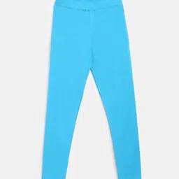 TALES & STORIES Girls Blue Solid Cotton Ankle-Length Leggings-picture-22