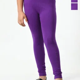 BAESD Girls Pack Of 3 Solid Churidar-Length Leggings-picture-34