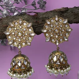 Mali Fionna Gold-Toned Contemporary Jhumkas Earrings-picture-21