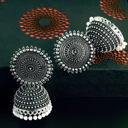 Fashion Frill Silver-Toned Contemporary Jhumkas Earrings-picture-17
