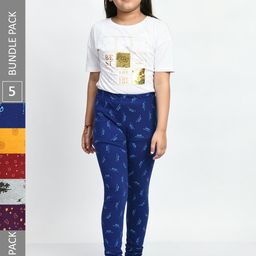 BAESD Girls Pack of 5 Printed Pure Cotton Leggings-picture-31