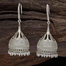 Kushal's Fashion Jewellery Rhodium Plated Classic Jhumkas Earrings-picture-42