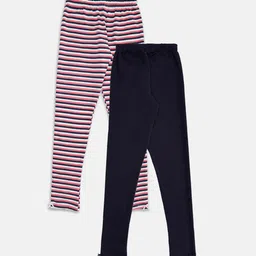 Pantaloons Junior Girls Blue & Pink Pack Of 2 Printed Churidar-Length Leggings-picture-21
