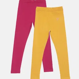 TWIN BIRDS Girls Pack Of 2 Pure Cotton Ankle Length Leggings image 1