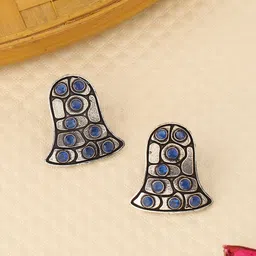 kashwini Silver-Toned Contemporary Studs Earrings-picture-10