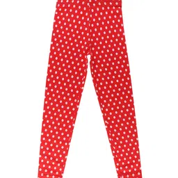 Bodycare Kids Girls Red & White Printed Cotton Ankle-Length Leggings-image-99