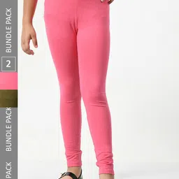 BAESD Girls Pack Of 2 Churidar-Length Leggings-image-70
