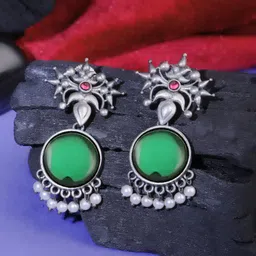 Adwitiya Collection Women Silver-Plated Classic Drop Earrings-picture-24
