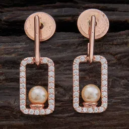 Kushal's Fashion Jewellery Rose Gold-Plated Geometric Drop Earrings-picture-18