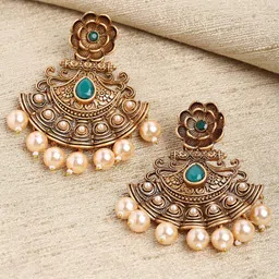 KARATCART Green Gold Plated Classic Chandbalis Earrings-picture-24