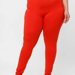 De Moza Women Orange Solid Churidar-Length Plus Size Leggings-picture-19