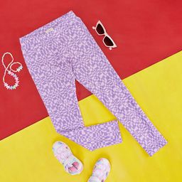 Pantaloons Junior Girls Abstract Printed Churidar Length Cotton Leggings-picture-49